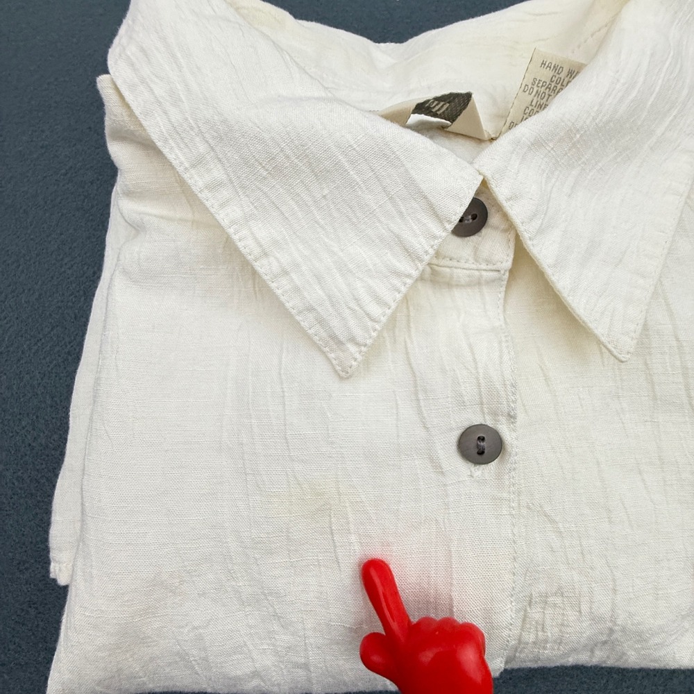 J. Jill Linen Blend Blouse Women XLP Button Down Top Textured Top Butter Yellow - Picture 5 of 10